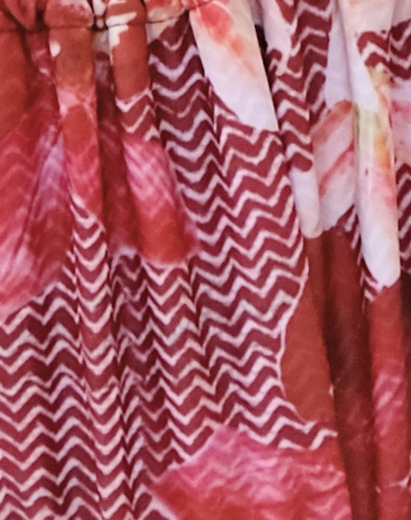 Image of Leyna Bikini Bottom in Zig Zag Lily Burgundy with Beads