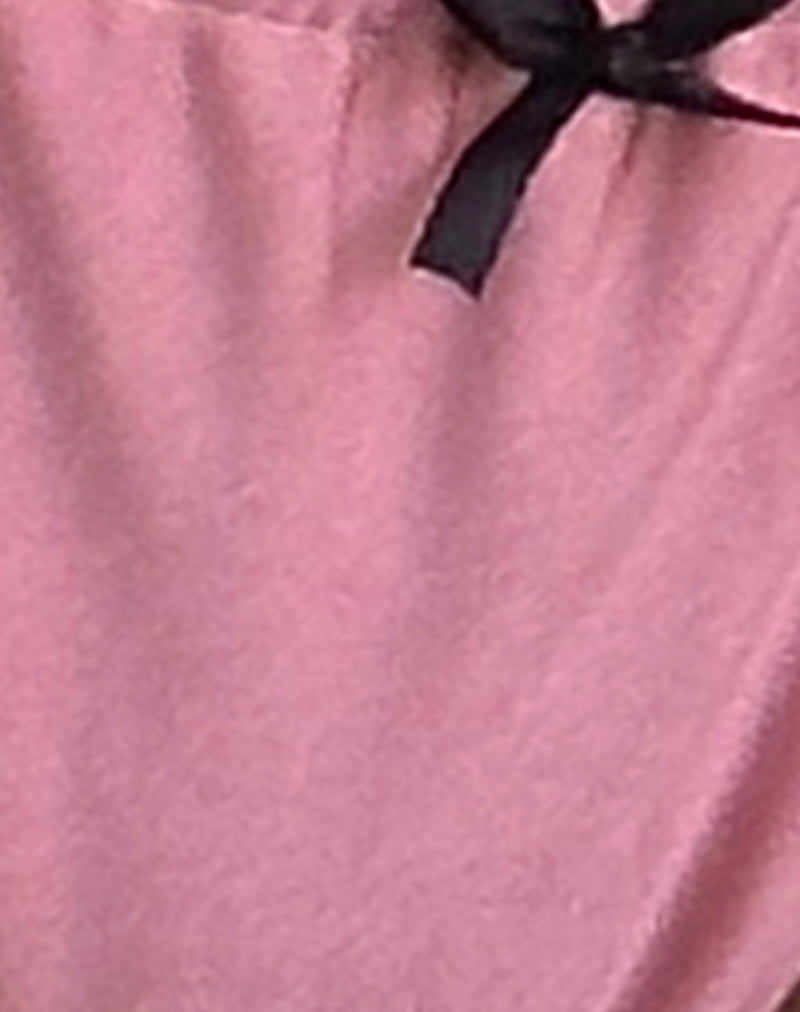Image of Leyna Bikini Bottom in Pink Shimmer with Black Bow