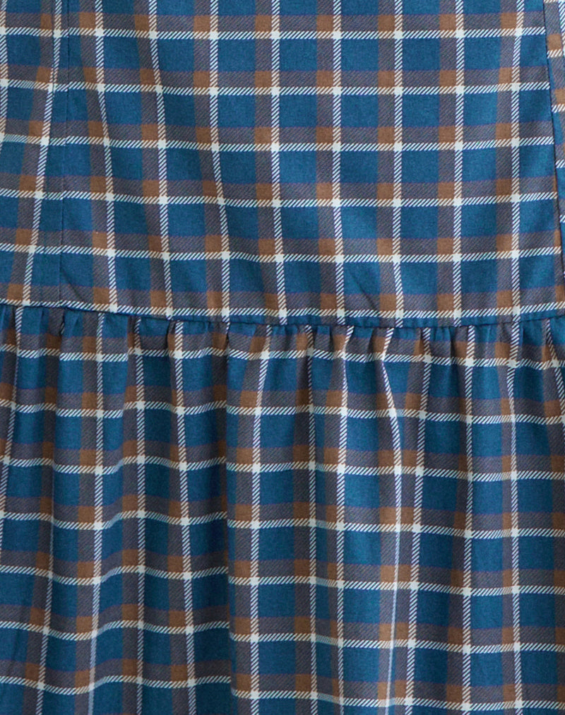 Image of Panja Mini Halter Neck Dress in Medium Tartan Blue