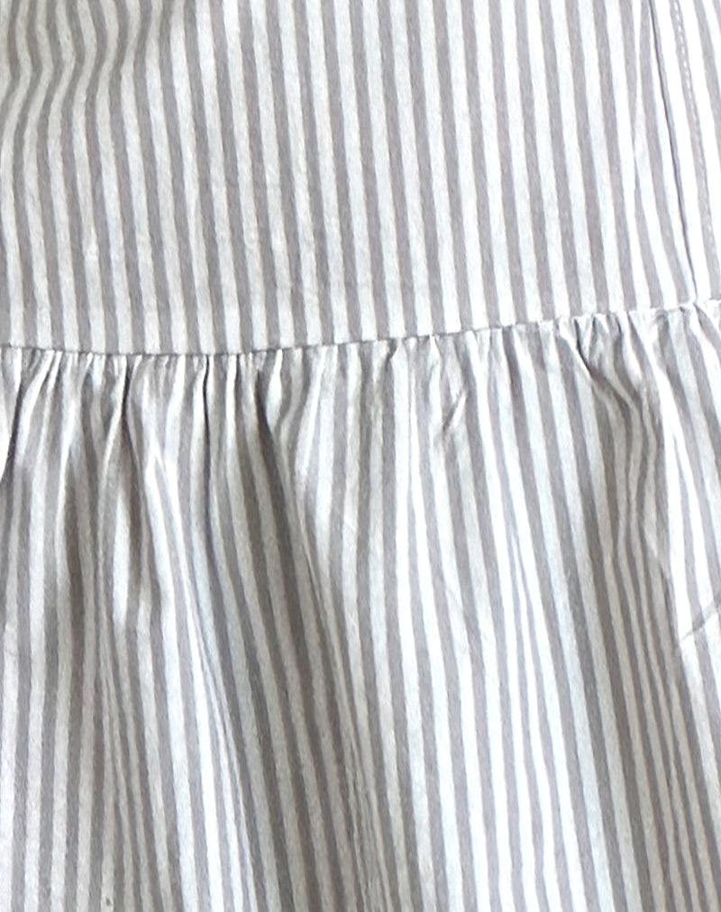 Image of Panja Mini Halter Dress in Small Stripe Vertical Grey