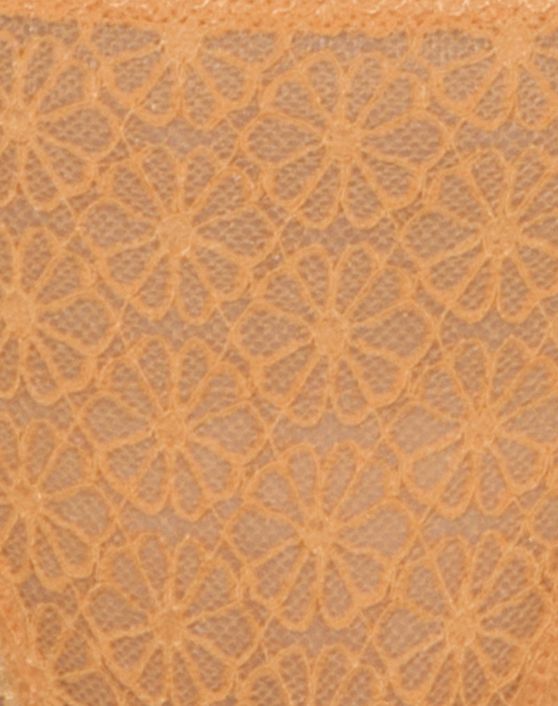 Image of Uras Thong in Tonal Flower Lace Orange with Trim