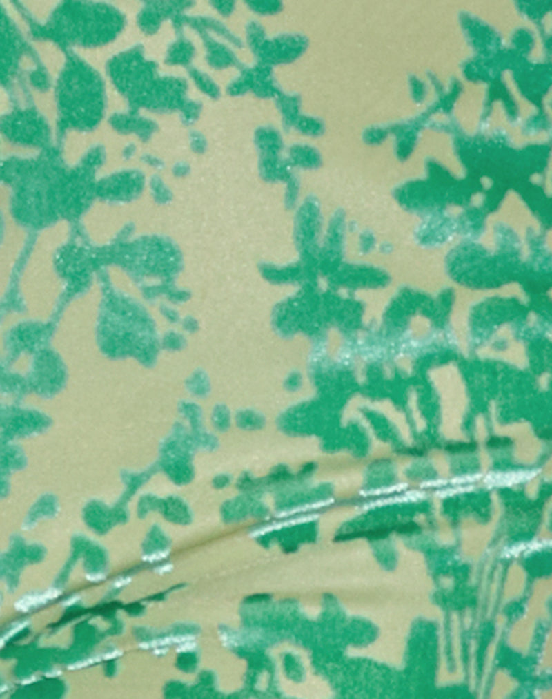 Image of Peggy Bandeau Top in Floral Flock Green and Blue