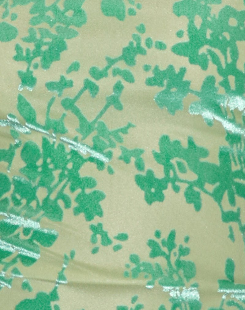 Image of Sera Micro Short in Floral Flock Green and Blue