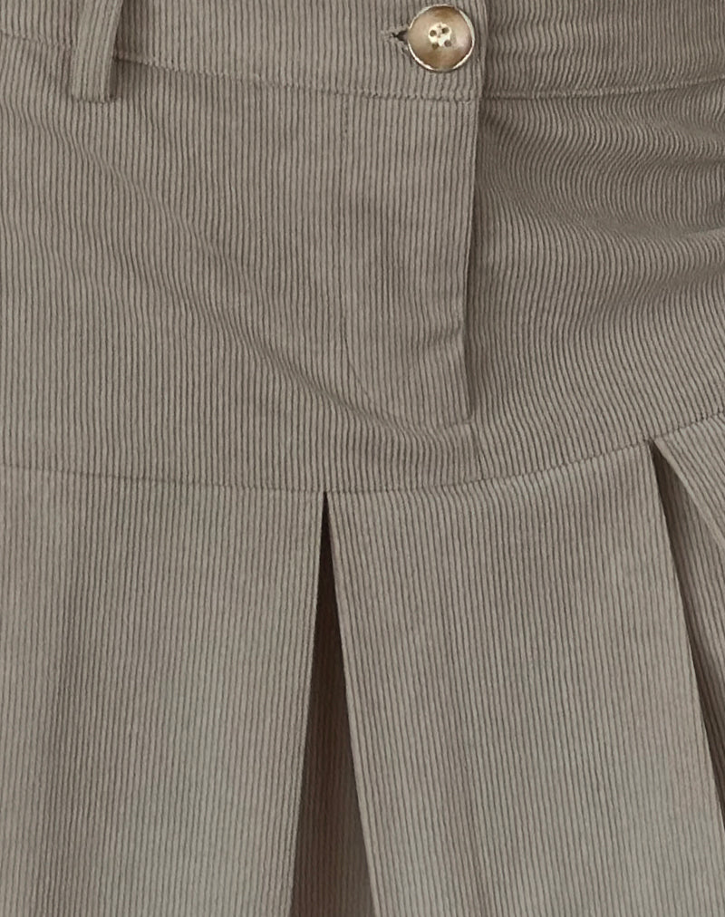 Image of Pegui Mini Pleated Skirt in Cord Brown