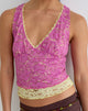 Image of Perai Top in Double Layer Sequin Lace Lime and Pink
