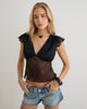 Image of Pharita V Neck Top in Plisse Black