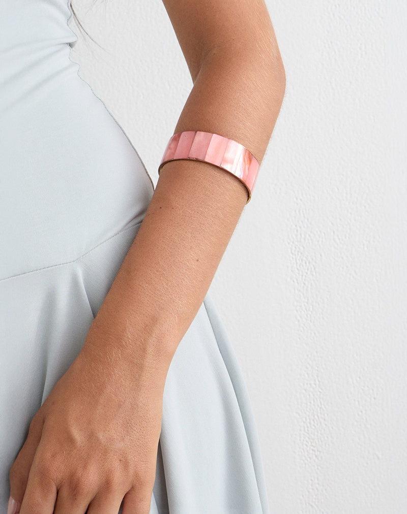 Image of Pink Resin and Brass Bracelet