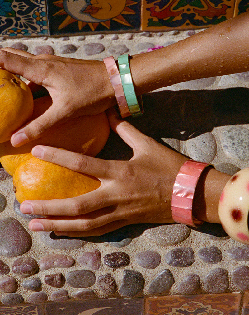 Image of Pink Resin and Brass Bracelet