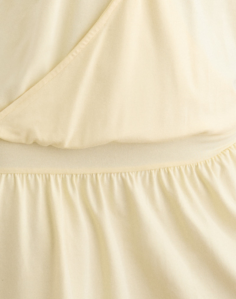 Image of Pippa Plunge Wrap Mini Dress in Lemon
