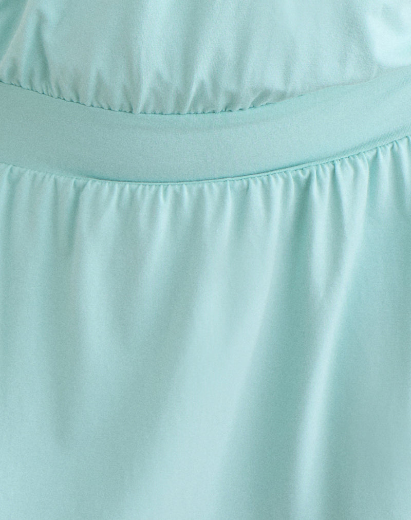 Image of Pippa Plunge Wrap Mini Dress in Jersey Aqua