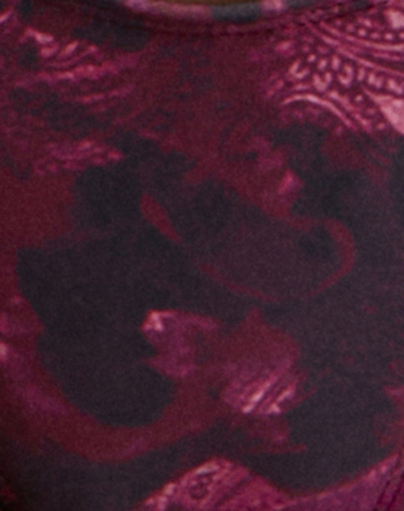 Image of Frata Bikini Bottom in Hibiscus Paisley Dark Pink with Beads