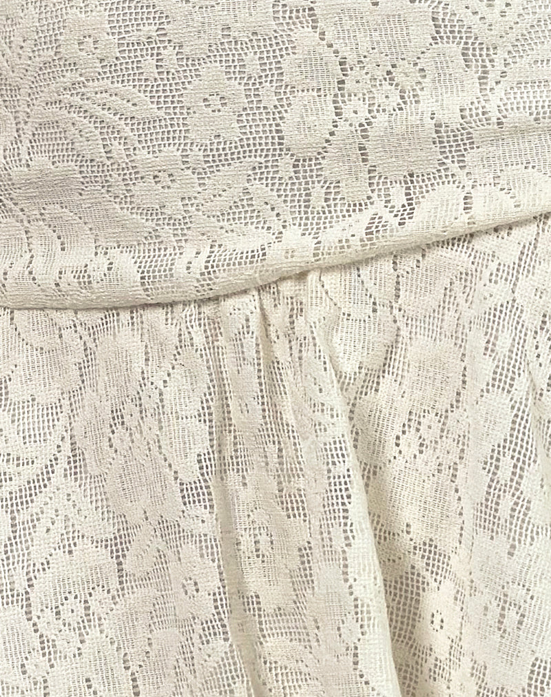 Image of Meta Mini Skirt in Hibiscus Crochet Lace Ivory