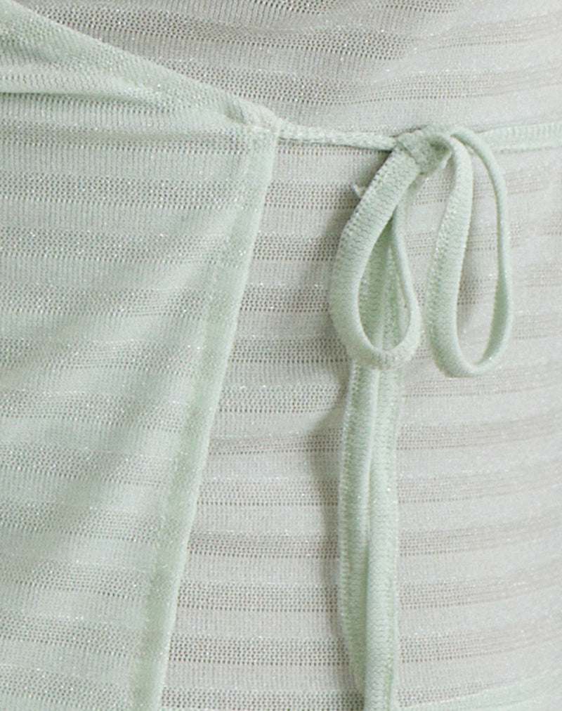 Image of Porsha Keyhole Top in Shimmer Mesh Knit Green