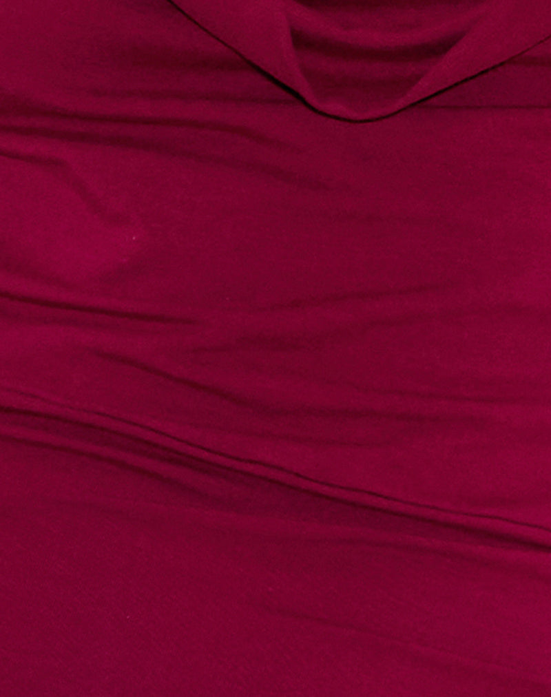 Image of Pramita Plunge Mini Dress in Jersey Burgundy