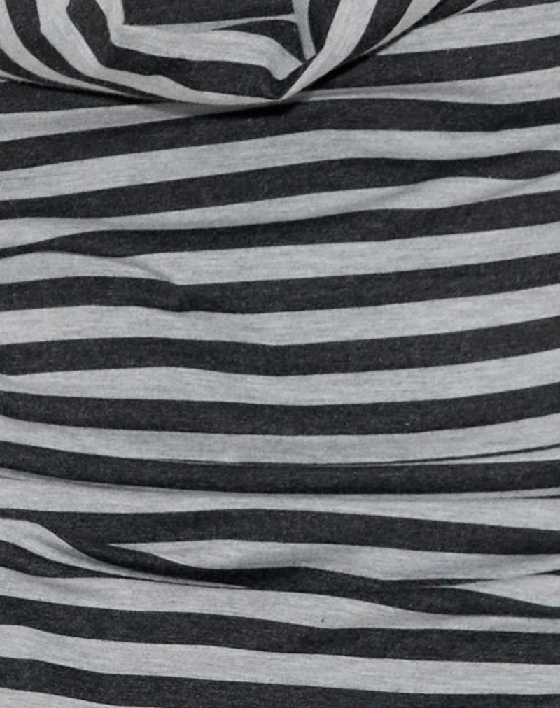 Image of Pramita Halterneck Plunge Backless Mini Dress in Black and Grey Stripe