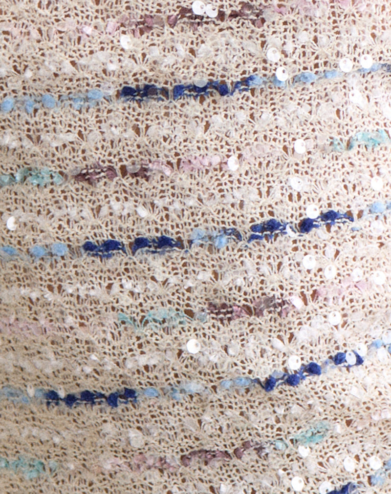 Image of Prana Bandeau Top in Knit Sequin Cream Blue