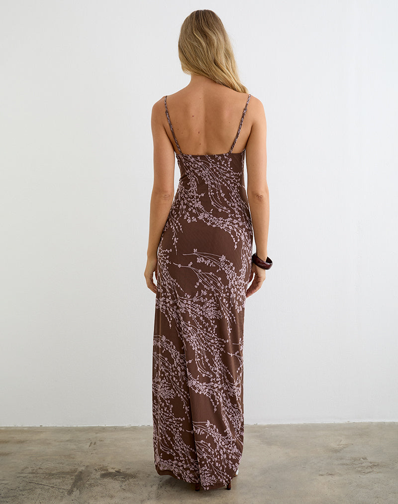 Image of Pria Cowl Maxi Dress in Moonlit Blossom Brown