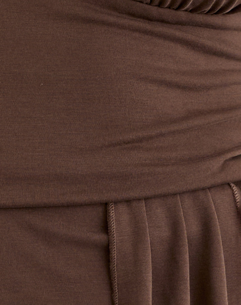 Image of Prilla Halterneck Top in Cupro Dark Brown