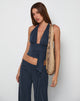Image of Prilla Halterneck Top in Cupro Ocean Storm