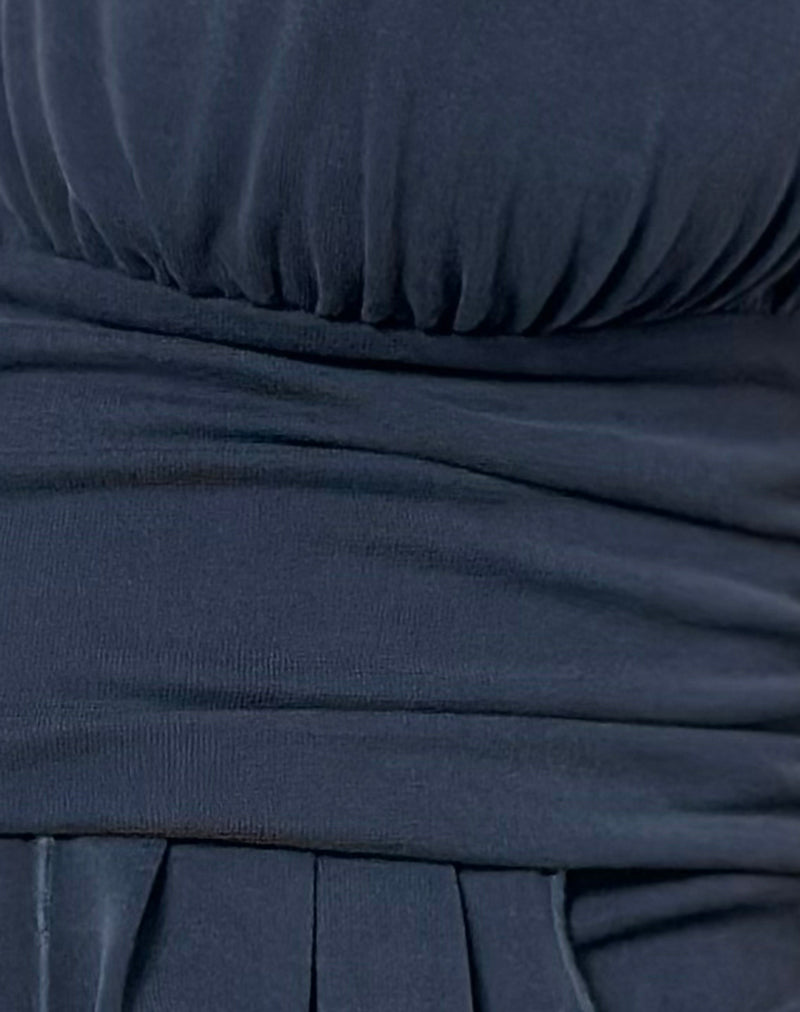 Image of Prilla Halterneck Top in Cupro Ocean Storm
