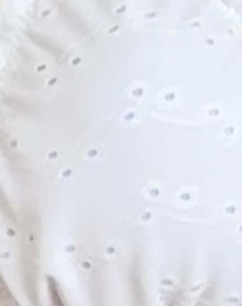 Image of Farida Bikini Bottom with Frill in Broderie White