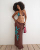 Image of Dartina Maxi Slip Skirt in Brown with Blue Desert Rose