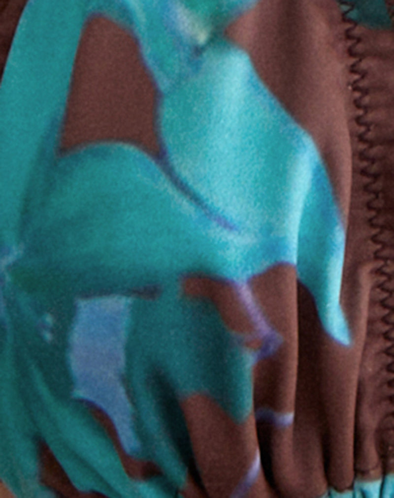 Image of Pumyla Bikini Top in Brown with Blue Desert Rose