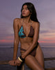 Image of Pumyla Bikini Top in Brown with Blue Desert Rose