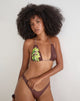 Image of Pumyla Bikini Top in Brown with Green Dendrobium Flower