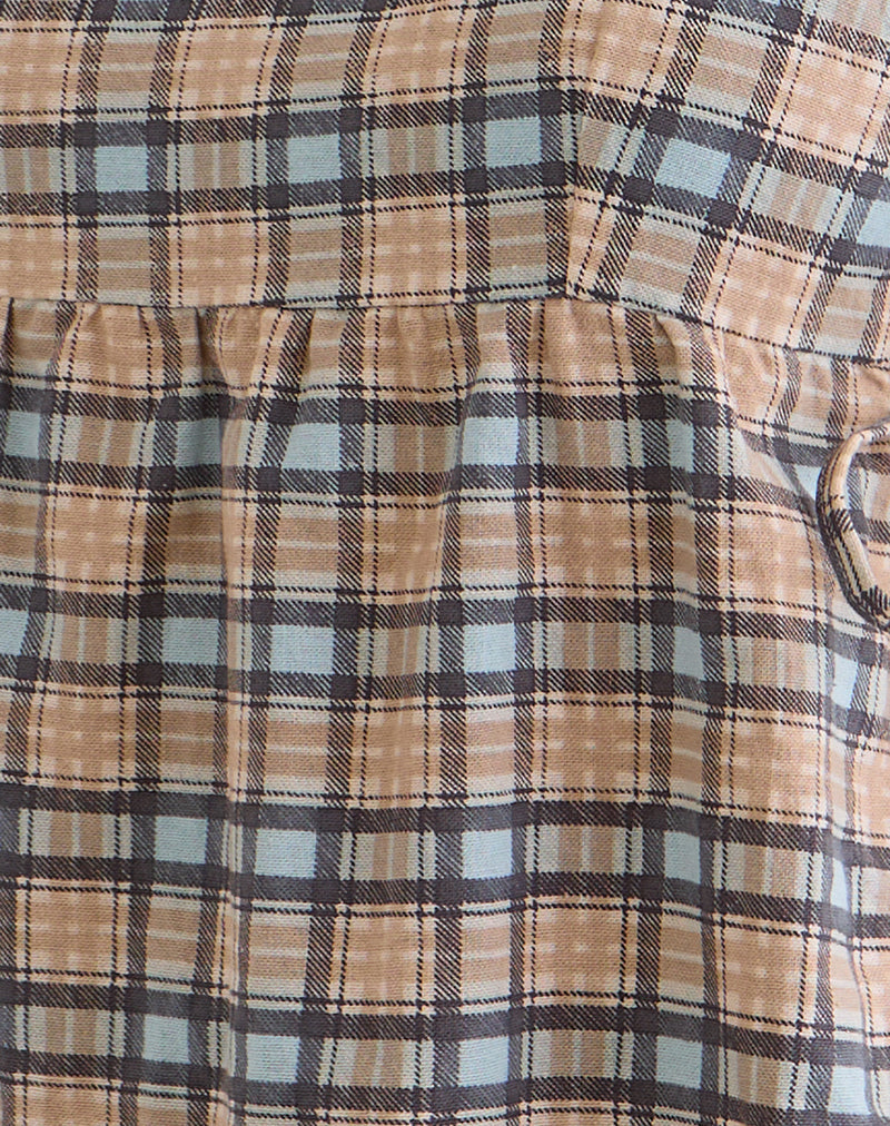 Image of Palsi Loose Sleeveless Top in Pastel Blue Tartan