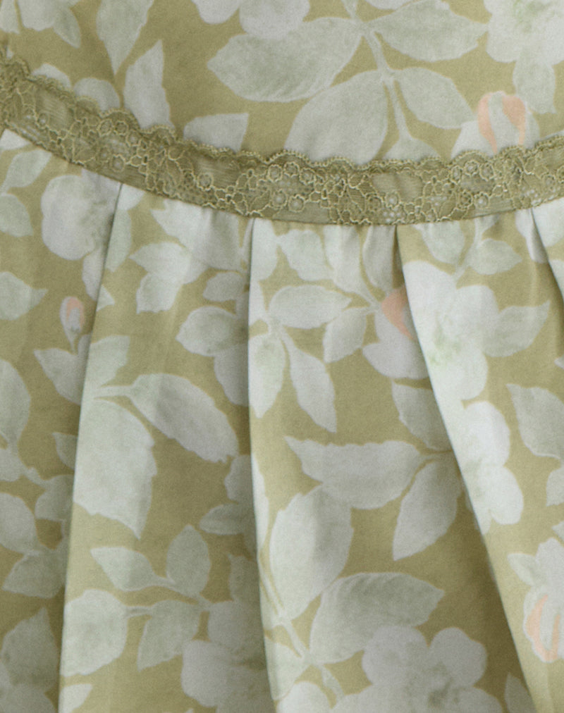 Image of Qaireen Mini Dress in Pale Flower Green