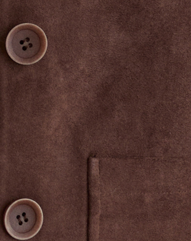 Image of Quincy Faux Suede Cropped Jacket in Brown
