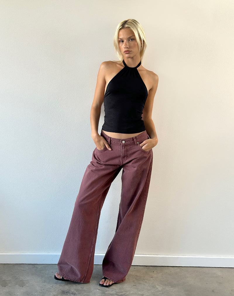 Image of Low Rise Roomy Jeans in Burgundy