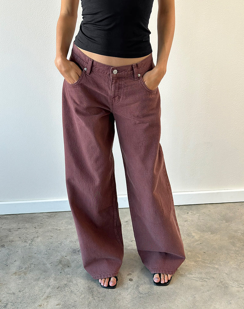 Image of Low Rise Roomy Jeans in Burgundy