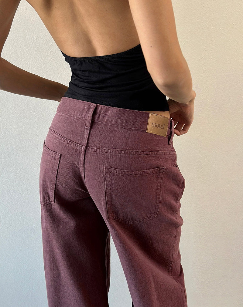 Image of Low Rise Roomy Jeans in Burgundy