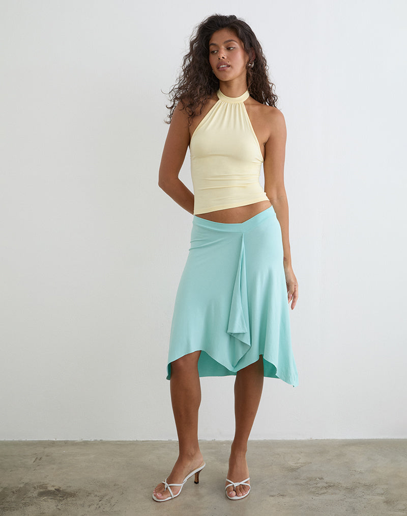 Image of Raceline Halterneck Top in Rayon Jersey Lemon