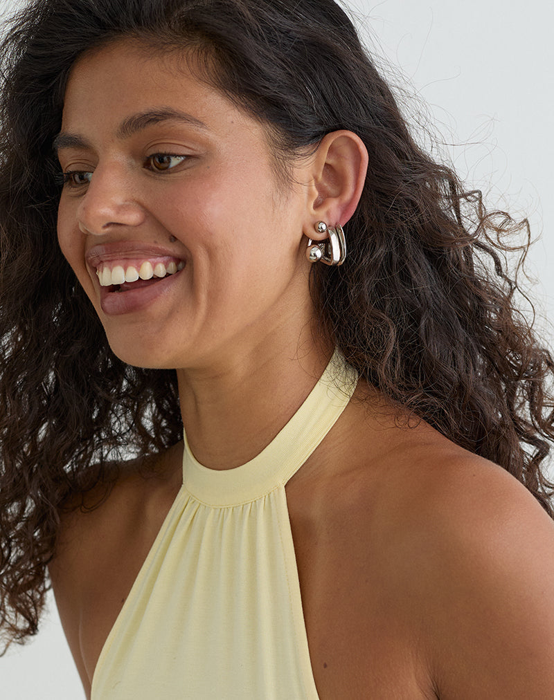 Image of Silver Plated Two Ball Earrings with a Silver Plated Hoop