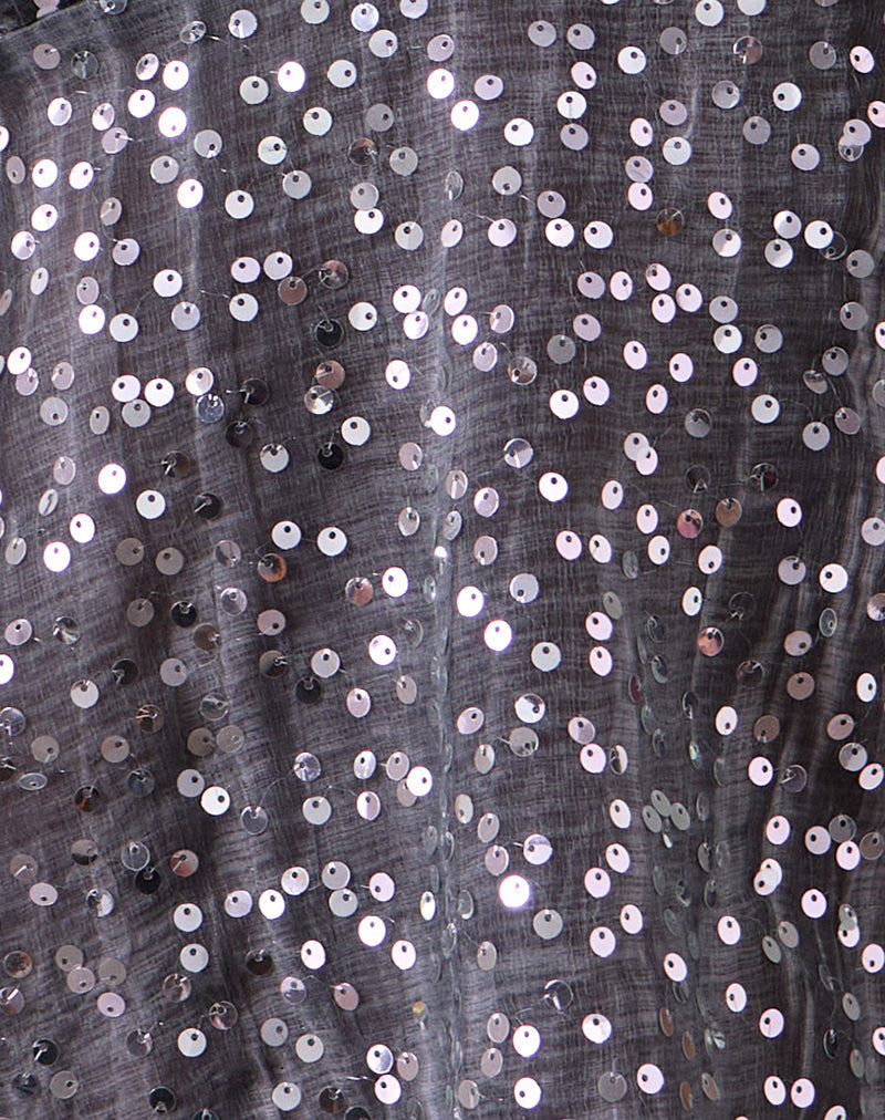 Image of Rafina Halter Top in Chiffon Sequin Grey