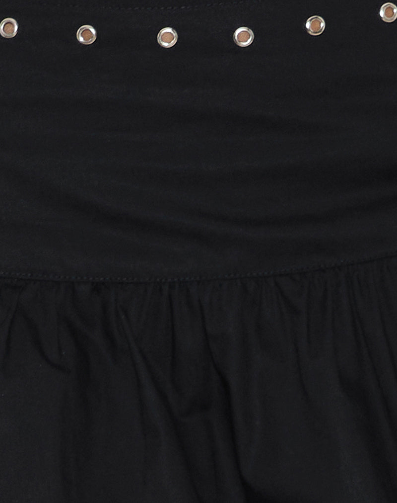 Image of Rafiya Skirt in Black with Eyelets