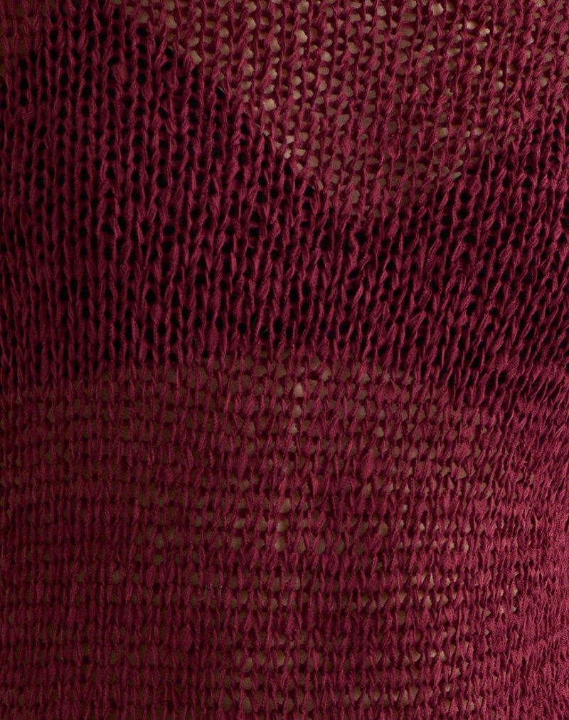 Image of Rajiya Open Weave Jumper in Burgundy