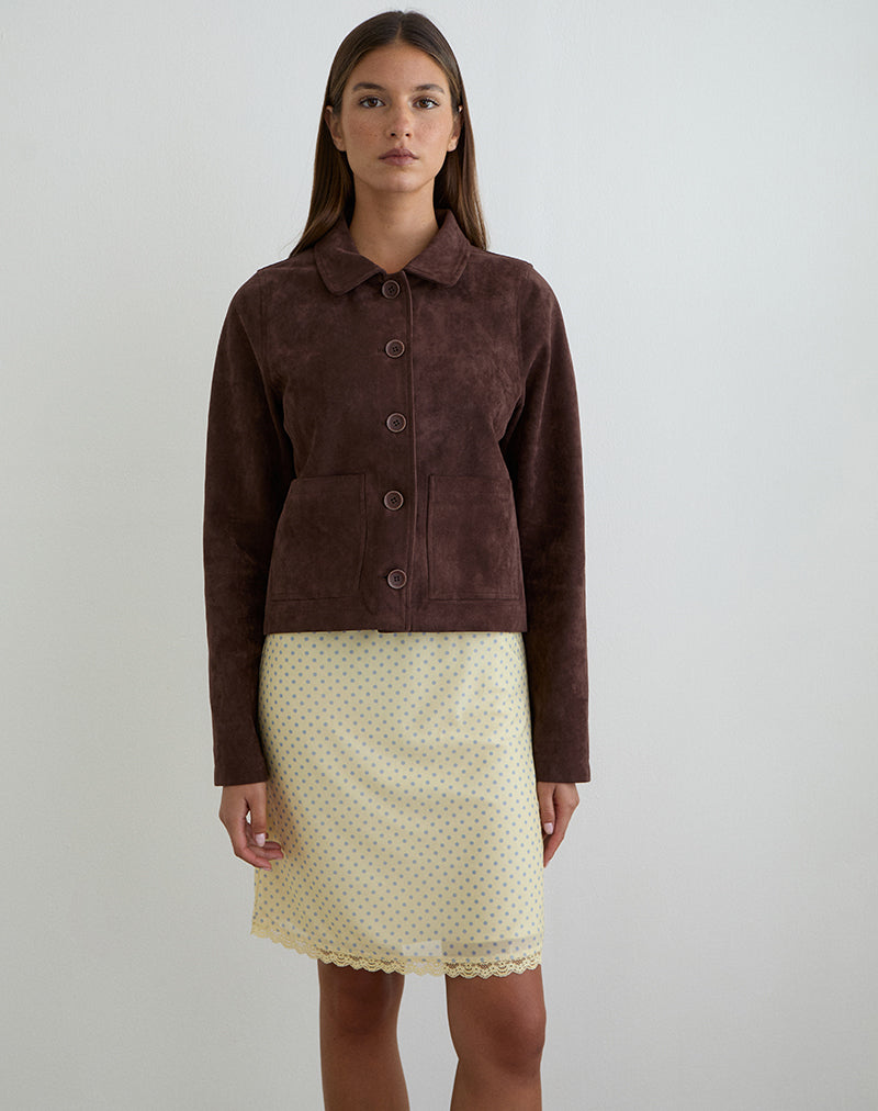 Image of Rajuli Midi Skirt in Yellow with Compact Grey Polka