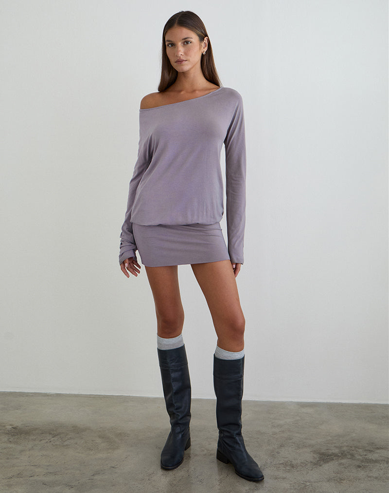 Image of Raluca Long Sleeve Mini Dress in Grey Lavender