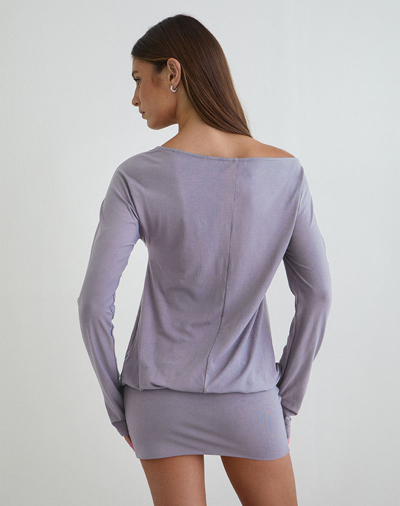 Image of Raluca Long Sleeve Mini Dress in Grey Lavender