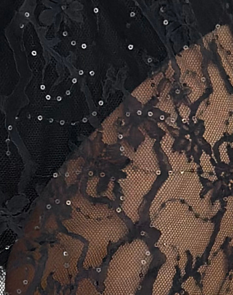 Image of Ramona Midi Skirt in Sequin Lace Black