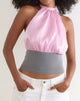 Image of Rania Backless Top in Satin Organza Pink with Grey Contrast