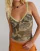 Image of Rasani Cami Top in Mesh Neutral Camo Green with Lace Trim