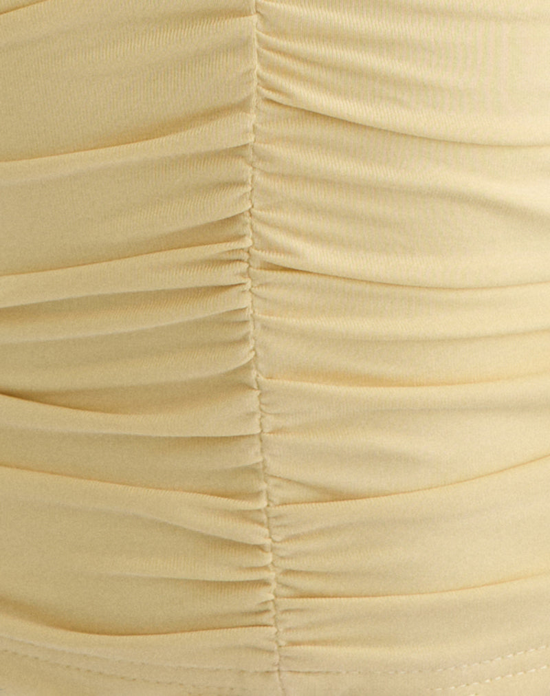 Image of Rasha Ruched Plunge Top in Cupro Yellow