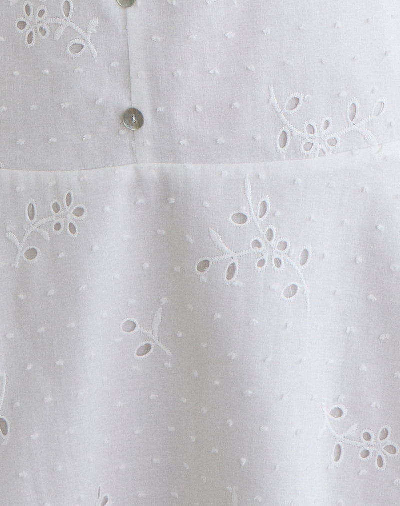 Image of Raspati Mini Dress in Broderie White