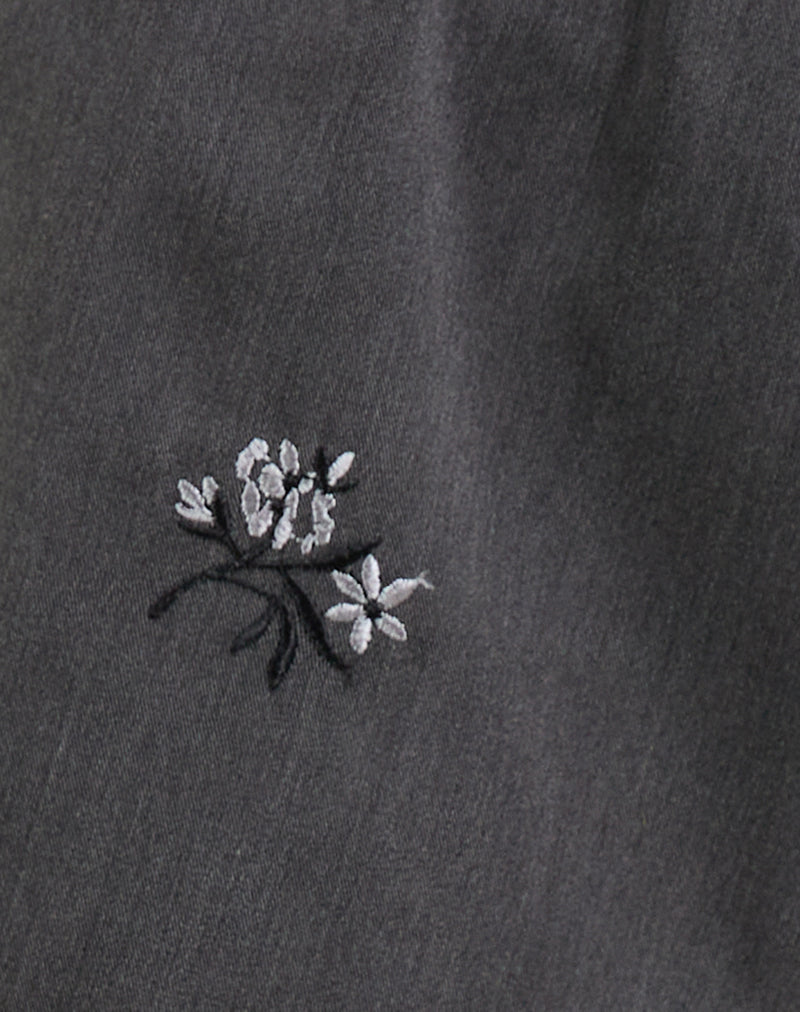 Image of Rata Shorts in Floral Embroidered Charcoal