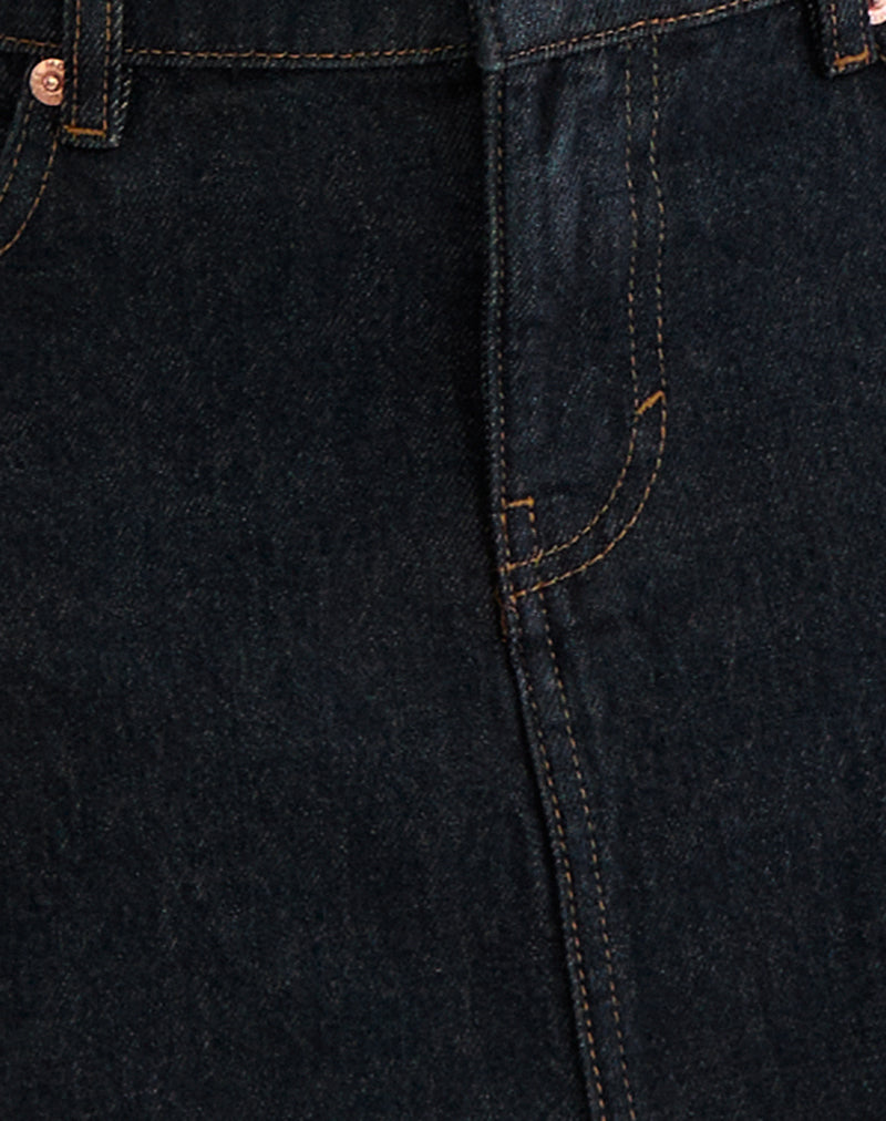 Image of Raw Hem Denim Dart Mini Skirt in Indigo